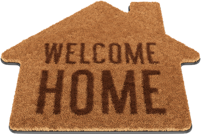 House-shaped welcome mat
